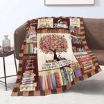 Reading Blanket for Book Lovers Gifts Blankets Librarian Gifts Throw Blanket Book Club Bookworm Gift Women Men Soft Plush Lightweight Flannel Fleece Blanket All Season for Couch Sofa, 130cm x 152cm