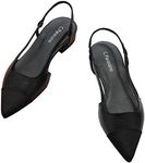 C.Paravano Women's Pointed Toe Slingback Flats | Comfort Heeled Sandals | Slip-On Flats | Perfect for Casual, Business, Party, Date (Size 5.5,Black Flat)