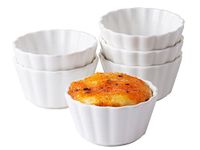 8 oz Ramekins Set of 6, Ramekins Oven Safe, Porcelain Ramiken Set, Souffle, Custard Cups for Baking,Bowls, White