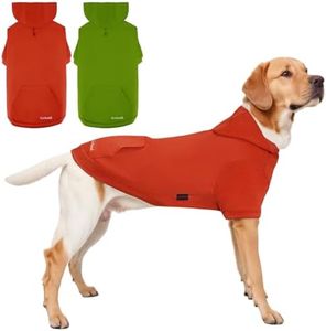 Kickred 2 Pieces Basic Cotton Dog Hoodie Sweater, Soft Pet Clothes Dog Sweatshirts, Dog Outfit Coat Pullover with Pocket and Leash Hole for Small Medium Large Dogs, Grass Green & Orange (X-Large)