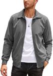 COOFANDY Mens Full Zip Light Weight Jackets Vintage Corduroy Jacket Dark Grey Bomber Jacket with Collar