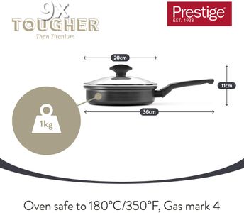 Prestige 2-in-1 Egg Poacher Pan – 4 Non-Stick Inserts, 20cm Induction Frying Pan with Lid