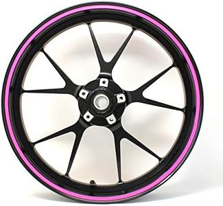 Bandes autocollantes pour bord de jante - Largeur 7 mm - Néon - Avec outil de montage - Accessoire pour jantes de voiture et moto 16", 17", 18", 19" - Rose fluo