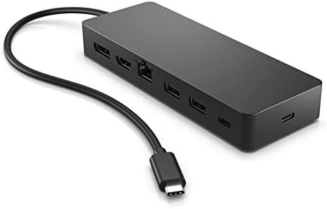 HP Docking Station USB- C Multipuerto Universal - (Puerto HDMI 2.0, Puerto DisplayPort 1.2, 2 Puertos USB-A, Puerto USB-C 1, Puerto USB-C con Suministro de Energía y Puerto Ethernet), Color Negro