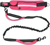 Adjustable Hands Free Dog Leash Lead + Waist Bag Belt Jogging Walking Running, 63-86.6 in Stretchable Leash, 360° Rotating Buckle