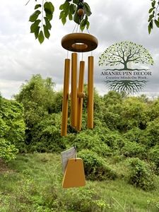 Aranrupin Decor Original Uni Color Wind Chimes Wood Sympathy Wind Chimes Tuned Tubes Aluminum Wind Chimes for Balcony Bedroom with Sweet Sound Yellow 24 Inches (UNC-24-YW)