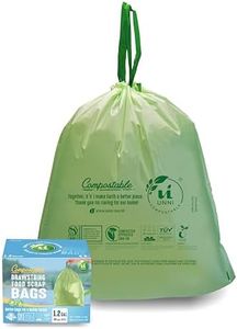 UNNI Compostable Drawstring Bags, 1.2 Gallon, 4.5 Liter, 80 Count, Heavy Duty 1 Mil, Samll Kitchen Food Scrap Waste Bags, ASTM D6400, US BPI, CMA and Europe OK Compost Certified, San Francisco