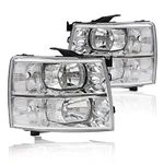 CNNELL Headlight Assembly Compatible with Chevy Silverado 1500 2007-2013 /Compatible with Chevy Silverado 2500 3500 & HD Models 07-14 Headlights Bumper Lamp Set-2pack 22853027 22853028 GM2502280