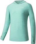 Willit Men's Sun Shirts UPF 50+ Rash Guard Long Sleeve Sun Protection Hoodie SPF UV Fishing Lightweight Athletic Running Slubby Light Cyan 3XL
