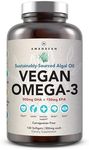 AMANDEAN Vegan Omega 3 Supplement. Premium Fish Oil Alternative! Algae DHA & EPA. Carrageenan Free Softgels. Algal Essential Fatty Acids. Plant Based Heart, Brain, Eye, Skin, Immune Support. (120ct)