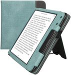 kwmobile Cover Compatible with Kobo Libra Colour Cover - Faux Leather/Suede Case with Stand - Mint/Dark Grey