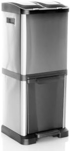 hjh OFFICE cestino CLEAN VII in acciaio, sistema di separazione dei rifiuti con 3 scomparti (2 x 8L + 1 x 16L), uso universale, argento, 741100