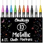 Extra Fine Tip Metallic Chalk Pens (10 Pack, 1mm) Liquid Chalk Pens - for Blackboards, Chalkboard, Bistro Menu, Window - Wet Wipe Erasable