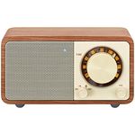 Sangean WR-7WL Cabinet Mini Bluetooth Speaker with FM Tuner and Aux-in Walnut/Wood