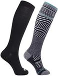 JAVIE 76% Merino Wool Compression Socks 15-20mmHg Seamless Toe for Women & Men, 2 Pairs: 1 Pure Black+ 1 Black, Large