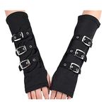 Mrotrida Wristband Buckles Glove Hiphop Party Punk Fingerless Milk Silk Gloves for Unisex Adult 1 Pair