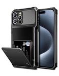 Vofolen for iPhone 15 Pro Case with Card Holder, 4-Card Dual Layer Wallet Case Hidden Flip Card Slot Protective Hard Back Cover Compatible with iPhone 15 Pro 6.1" Black