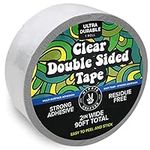 HIPPIE CRAFTER Clear Double Sided Tape for Crafts 2 inch Wide Heavy Duty Adhesive Tape Two Side Strong Sticky Thin Heavy Duty Mounting for Poster Carpet Wall Safe Doublesided Stick 90FT x 2"