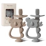 Moonkie Teething Toy, Safe and Easy to Hold, Soothing BPA-Free Silicone Teethers, to Prevent Finger Sucking, Best for Babies 0-6-12 Months (Koala Warm Taupe/Lunar Gris, 2 Pack)