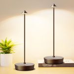 Tpczqj Set of 2 Rechargeable Cordless Table Lamp,6000mAh LED Battery Operated Desk Lamp Touch 3 Color Dimming Portable Outdoor Waterproof Table Light for Patio/Restaurant/Dining/Home(Coffee)