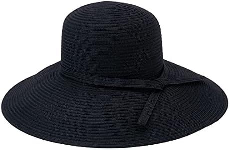 San Diego Hat Company Women's 5-inch Brim Sun Hat with Braid Self Tie, Black, One Size