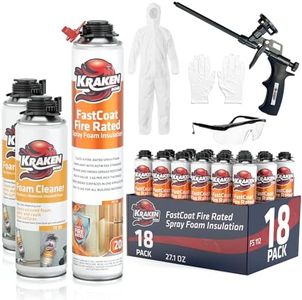 Kraken Bond Fastcoat Fire Rated Spray Foam Insulation Closed Cell in a Can 360 sq ft (18x27.1 oz.) - Wide Polyurethane Spray Foam for Garage Door, Attic, Wall Gun & Cleaner Included, 18 Pack
