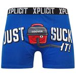 Xplicit 2k20Sep Mens Boys By Crosshatch Novelty Rude Boxer Trunks Shorts Underwear Funny[Hoover - Blue,L]