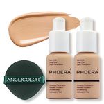 PHOERA Face Foundation,Liquid Foundation,Foundation Full Coverage Long Lasting Perfect 30ml Matte Oil-Control Concealer 6 Colors Optional,Great Choice and Gift (2PC#104 Buff Beige, 60 ml (Pack of 2))