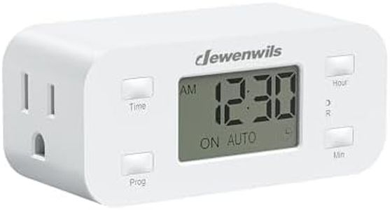 DEWENWILS 24 Hour Programmable Digital Timer Outlet, Timers for Electrical Outlets, Light Timer for Indoor Lamp Fan Aquarium, 1 Grounded Outlet, 125V/15A/1000W, 3 Prong, 1/2 HP, 1 Pack