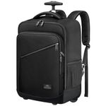 MATEIN Rolling Backpack Carry On Luggage, 17 inch Travel Laptop Backpack with Wheels for Men Women, Water Resistant Wheeled Backpack Airline Approved Roller Bag, Traveler Gifts, Black