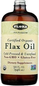 Flora Certified Organic Flax Seed Oil - Cold Pressed & Unrefined - Non-GMO, Gluten-Free, Kosher Omega Flax Oil Blend - Essential Fatty Acids for Wellness - Amber Glass Bottle - 32 oz