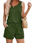 Avidlove Rompers for Women Summer Scoop Neck Sleeveless Tank Top Short Jumpsuit Rompers Army Green M