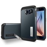 Galaxy S6 Case, Spigen Tough Armor Galaxy S6 Case with Kickstand and Air Cushion Techonology for Galaxy S6 2015 - Metal Slate