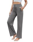 PINSPARK Yoga Pants Women's Leggings Jogging Pants High Waist Breathable Sun Protection Leisure Pants Running Pants Sports Pants Flared Pants Outdoor Training Pants with 4 Pockets Dark Gray L