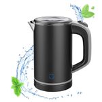 MiliPow Electric Kettle 800ml,Fast Boiling Water,Double Wall Design,Auto Shut-Off & Boil-Dry Protection,Stainless Steel BPA-Free Cool Touch Tea Kettle(Black)