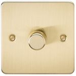 Knightsbridge FP2181BB Flat Plate 1G 2 Way 10-200W (5-150W LED) Trailing Edge dimmer - Brushed Brass