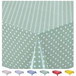 Home Direct Rectangular Oilcloth PVC Wipe Clean Tablecloth 140cm x 180cm 55x70 Small Polka Dot Sage Green