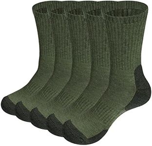 YUEDGE Mens Moisture Wicking Cushioned Crew Socks Thick Thermal Warm Work Socks For Men Size 6-9,Green 5 Pairs…