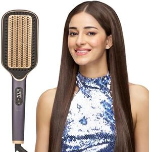 VEGA Hair Straightener Brush With Up To 12 Hrs Straightening Effect,Triple Care & Thermoprotect Technology,Frizz Free Hair In Few Mins,Hot Brush With 5 Temperature Settings(Litstyle L1,Vhsb-06),Purple