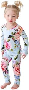 Posh Peanut Baby Pajamas Set - Toddler Sleepers Little Girl Clothes - Kids Two Piece PJ - Soft Viscose Bamboo (Country Rose, 3T)