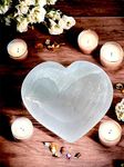 4All Selenite Heart Bowl Handmade Natural White Charging Selenite Crystal Cleansing Meditation Home Decoration Spiritual Gift 10cm Heart