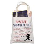 LEVLO Baseball Mom Tote Bag Baseball Survival Kit Baseball Team Gift for Baseball Player, White, Baseball