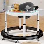 StarAndDaisy Baby Walker for 6 to 24 Months with 5 Level Height Adjustment and 4 Level Seat Adjustment / 360° Walker for Baby with Slient Wheels, Musical Toy Tray, RGB Lights -Black