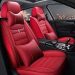 Awotzon Car Seat Cover Set of 5 for Subaru Outback, Car Seat Covers Leather Set Waterproof Universal Leather Seat Covers Car Seat Covers Set Red