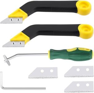 LxcshLjx 7Pcs Grout Remover Tool Kit, Including 2Pcs Angled-Design Tile Grout Hand Saw with 5 Diamond Surface Blades Replacement, 4 in 1 Carbide Head Caulking Removal for Tile Joints Corner Cleaning