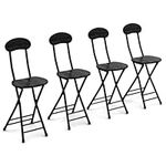 Warmiehomy Set of 4 X Folding Chair Home Black Dining Kitchen Chair Fold up Chair with Metal Frame for Outdoor Indoor