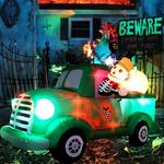 VIKIMORA 7.5Ft Long Halloween Inflatable Ghost Car LED Lights Decor Outdoor Indoor Holiday Decorations, Halloween Blow up Green Car Yard Decor, Giant Lawn Inflatable Garden Party Decoration