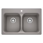 BLANCO 401677 Vision SILGRANIT 31.5-Inch 50/50 Double Bowl Drop-in/Undermount Kitchen Sink, Metallic Gray