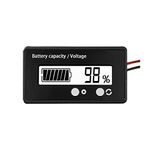 CGEAMDY Battery Meter, DC 12V 24V 36V 48V Battery Capacity Indicator with Alarm, Lead Acid and Lithium Ion Voltage Monitor Indicator, Suitable for Car, Golf Cart, RV, Marine(White)