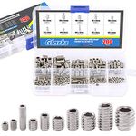 Glarks 200-Piece M3 4 5 6 8 Hex Allen Head Socket Set Screw Assortment Kit (304 Stainless Steel)